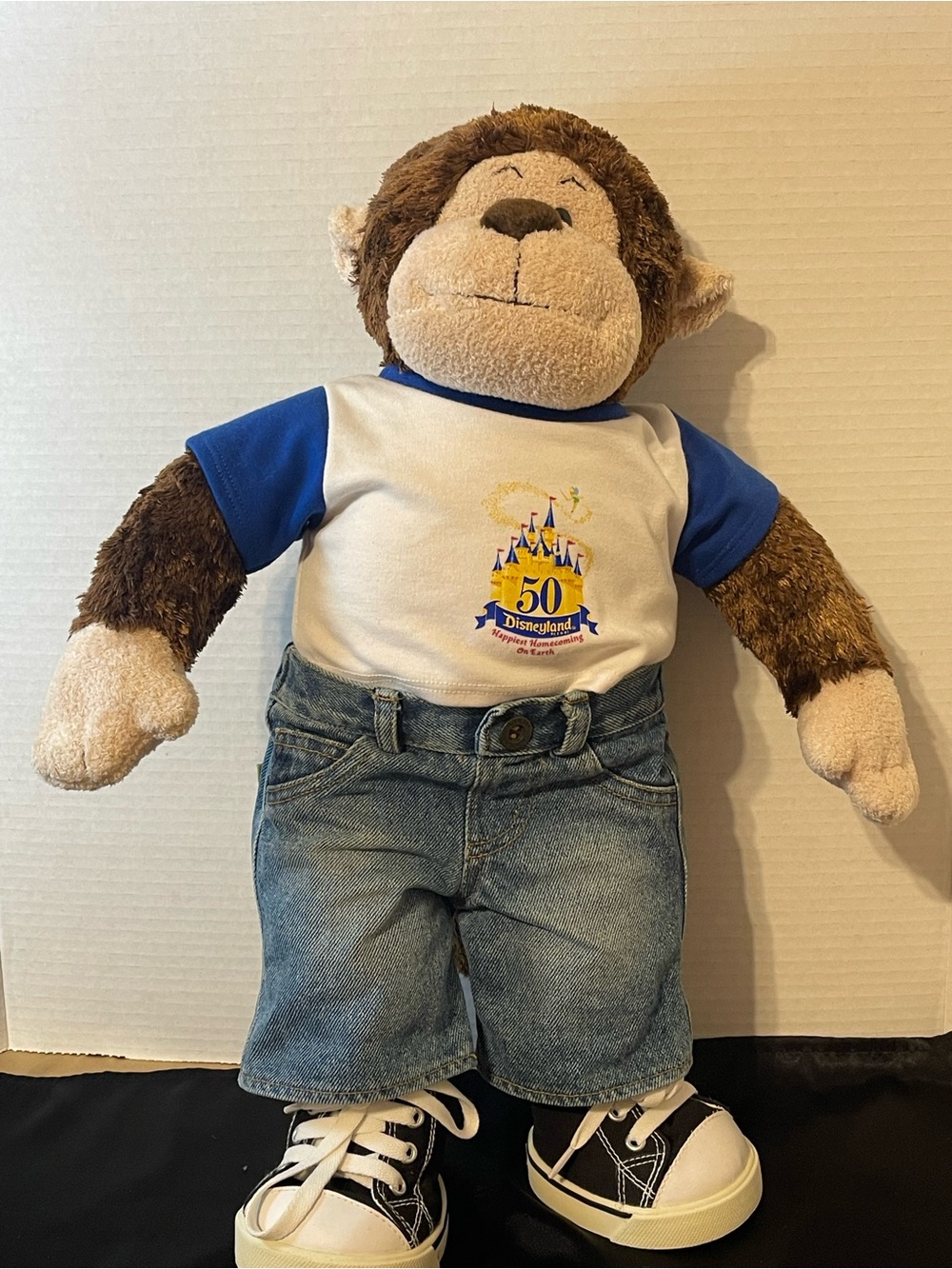18” Build-A-Bear Brown Monkey Plush with Disney 50th Anniversary Shirt